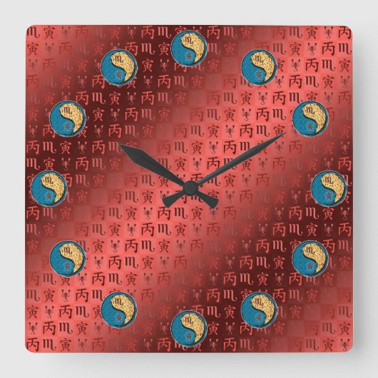 Horloge Carrée Scorpio & Fire Tiger (Recto)