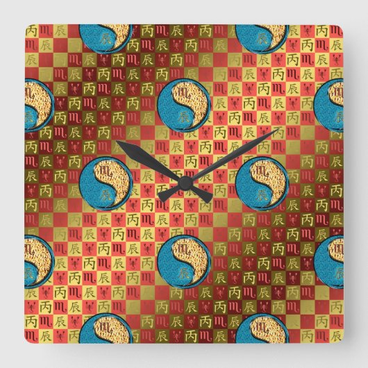 Horloge Carrée Scorpion & Dragon de Feu (Recto)