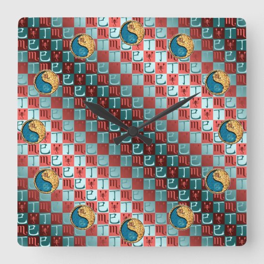 Horloge Carrée Scorpion & Serpent de feu (Recto)