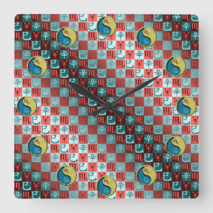 Horloge Carrée Scorpion & Serpent de Métal