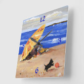 Horloge Carrée Scottie à l'horloge de plage (Angle)