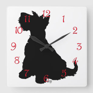 Horloge Carrée Scottie Chien Assis