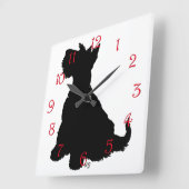 Horloge Carrée Scottie Chien Assis (Angle)