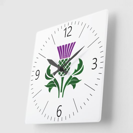 Horloge Carrée Scottish emblem thistle (Angle)