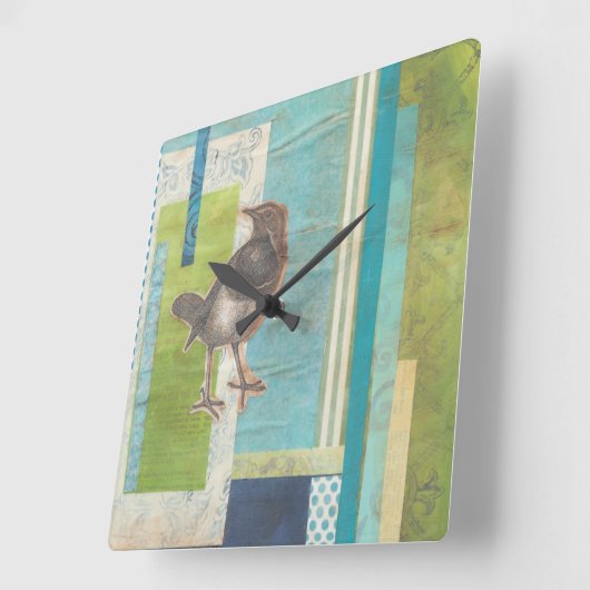 Horloge Carrée Scrapbook Avian I (Angle)