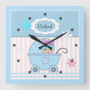 Horloge Carrée Scrapbook for boy