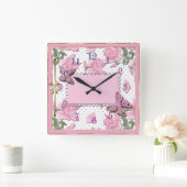 Horloge Carrée Scrapbooking (Maison)