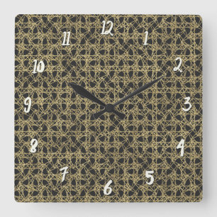Horloge Carrée Scratch doré Glamour Moderne Doré
