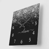 Horloge Carrée Script Monogram Girly Name (Angle)