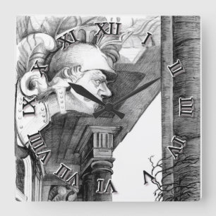 Horloge Carrée Sculpture de château-crayon