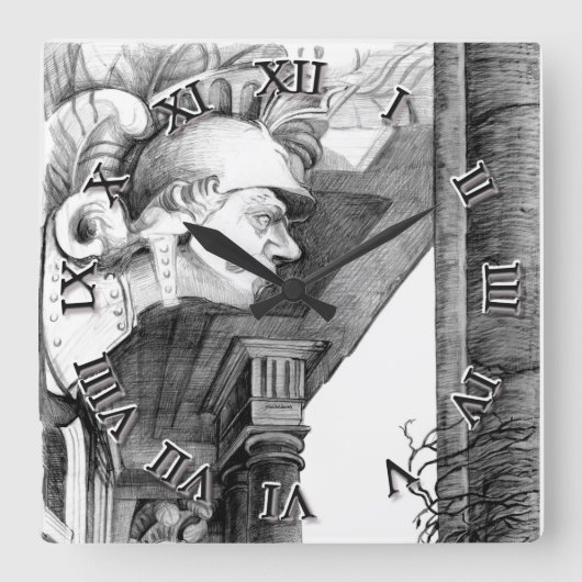 Horloge Carrée Sculpture de   château-crayon  (Recto)