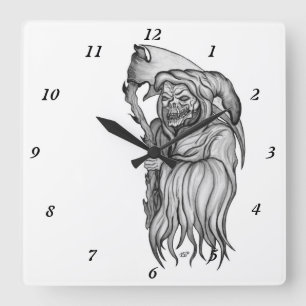 Horloge Carrée Scythe man - La Mort, Faucheuse Grim