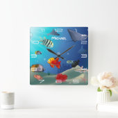 Horloge Carrée Sea life scene (Maison)
