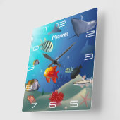 Horloge Carrée Sea life scene (Angle)
