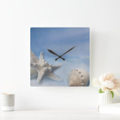 Horloge Carrée Sea Shells Star Poisson Peint à la main bleu Aquar (Maison)