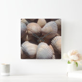 Horloge Carrée Sea Shells, Summer Beach Exotic Tropical Clock (Maison)
