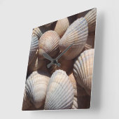 Horloge Carrée Sea Shells, Summer Beach Exotic Tropical Clock (Angle)
