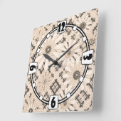 Horloge Carrée Seamless abstract moderne checkered plaid floral b (Angle)