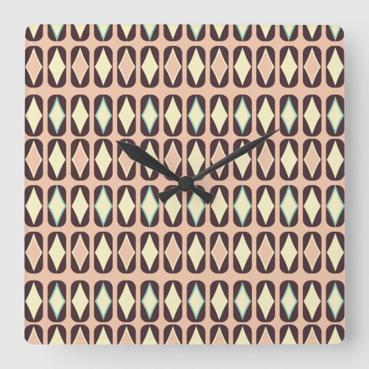 Horloge Carrée Seamless geometric pattern in dark brown leaf  (Recto)