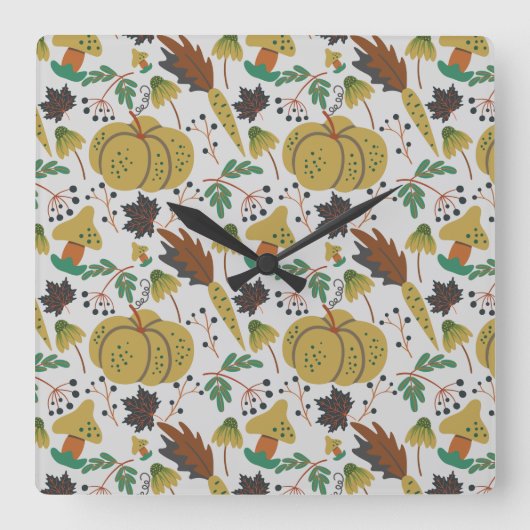 Horloge Carrée Seamless pattern of tropical pumpkins and carrots (Recto)