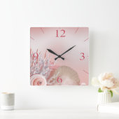 Horloge Carrée Seashell Dreams Tropical pink (Maison)