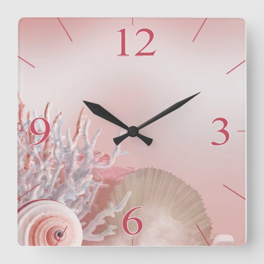 Horloge Carrée Seashell Dreams Tropical pink (Recto)