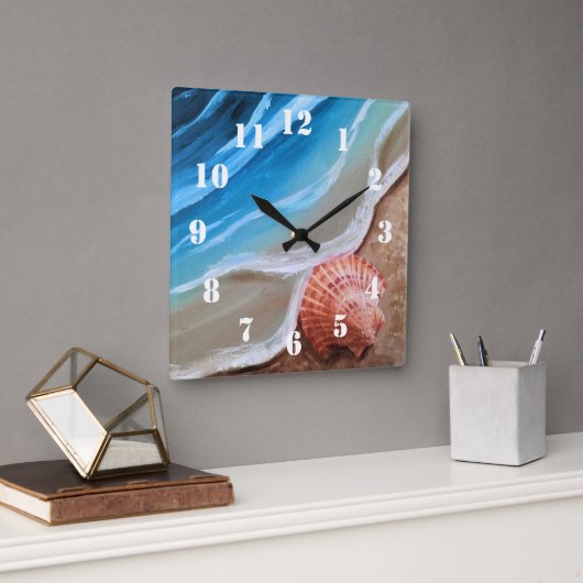 Horloge Carrée Seashell Shore (Bureau)