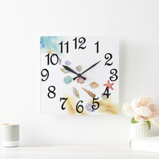 Horloge Carrée Seashells (Maison)