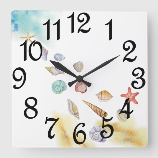 Horloge Carrée Seashells (Recto)