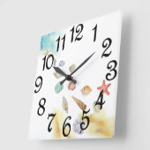 Horloge Carrée Seashells (Angle)