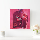 Horloge Carrée SEASON's FRUITS HANGED GRAPES Antique Pink Rustic (Maison)