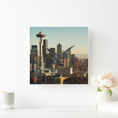 Horloge Carrée Seattle skyline et Space Needle (Maison)