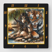 Horloge Carrée Secrets autochtones : Luminosité de la lune de Tig (Recto)