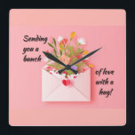 Horloge Carrée Send some love and a hug !<br><div class="desc">Send someone special love and a hug !  Perfect pour Valentines,  Anniversary,  Birthday,  occasion to spread some love !</div>