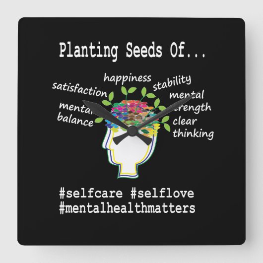 Horloge Carrée Sensibilisation à la santé mentale (Recto)