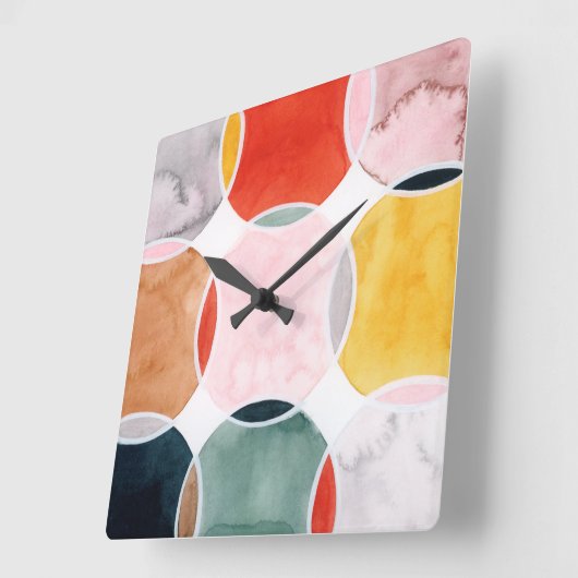 Horloge Carrée Sensical - Motif circulaire (Angle)