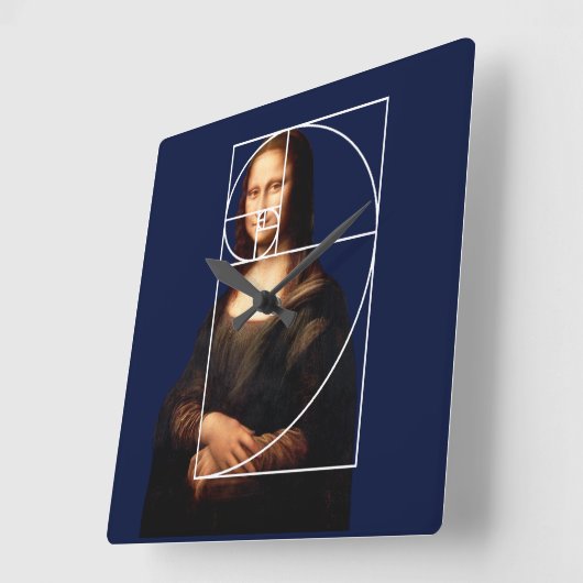 Horloge Carrée Séquence Leonardo da Vinci Mona Lisa Fibonacci (Angle)