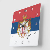 Horloge Carrée serbe Horloge, maison patriotique, Drapeau serbe (Angle)