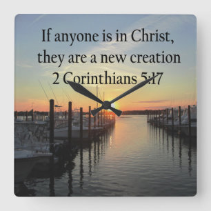 HORLOGE CARRÉE SERENE 2 CORINTHIAN 5:17 SUNSET PHOTO