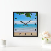 Horloge Carrée Serene Tropical Beach Sable et mer (Maison)