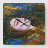 Horloge Carrée "Sérénité pétale" - Femmes dans l'eau (Recto)