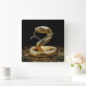 Horloge Carrée Serpent doré (Maison)