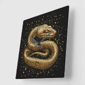 Horloge Carrée Serpent doré (Angle)
