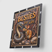 Horloge Carrée Serpent Rat Amis Improbables (Angle)