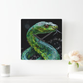 Horloge Carrée Serpent vert (Maison)