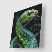 Horloge Carrée Serpent vert (Angle)