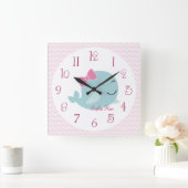 Horloge Carrée Serrure de baleine de mer personnalisée (Maison)