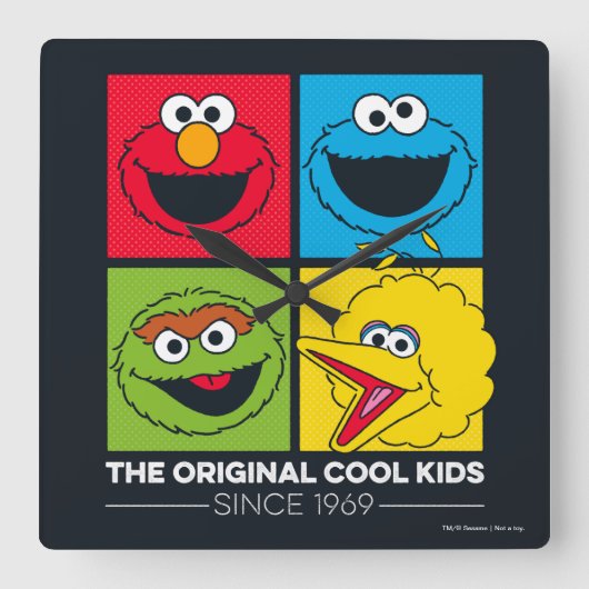 Horloge Carrée Sesame Street | Les Enfants Cool Originaux (Recto)
