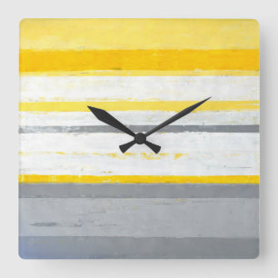 Horloge Carrée "S'est enthousiasmé" l'horloge grise et jaune