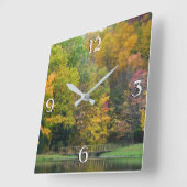 Horloge Carrée Seven Springs Fall Bridge II Autumn Paysage (Angle)